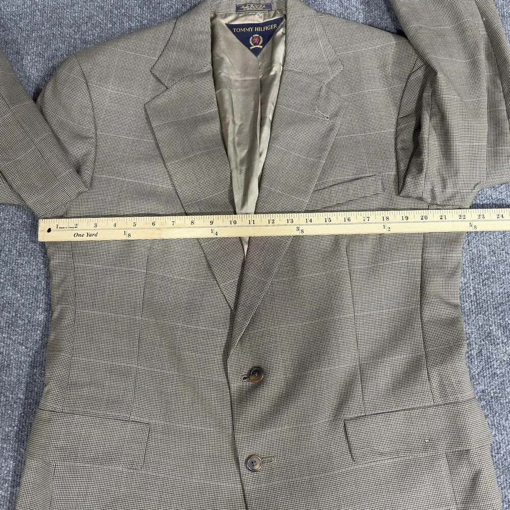 Vintage Tommy Hilfiger Blazer Mens 42R Houndstooth Sport Coat Jacket Union Made